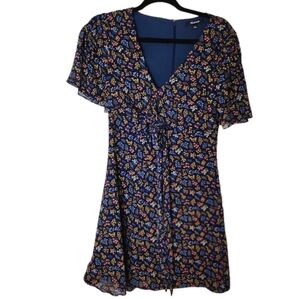 MADEWELL Floral Short Sleeves women's  Cross-Front  Mini Dress  size 0